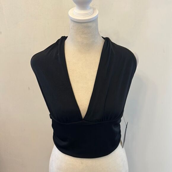Caution to the Wind black tie neck halter top Size L New - Picture 1 of 6